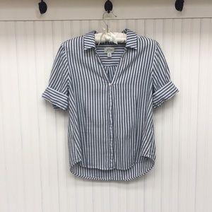 J.Crew Striped Button-Up Top